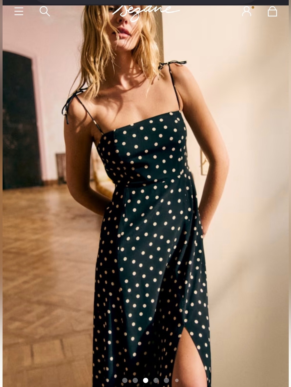 Sezane NWT SZ 6 Melanie Black Midi Dress with White Polka Dots -S -Stunning 🇫🇷!! - Picture 2 of 10